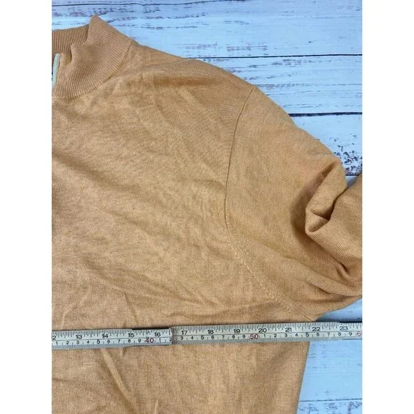 Peter Millar Sweater Mens Large Orange 1/4 Zip Pullover Cashmere Silk Cotton - Picture 8 of 12